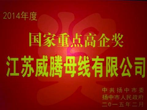 suncitygroup太阳集团母线公司获“国度沉点高企”奖